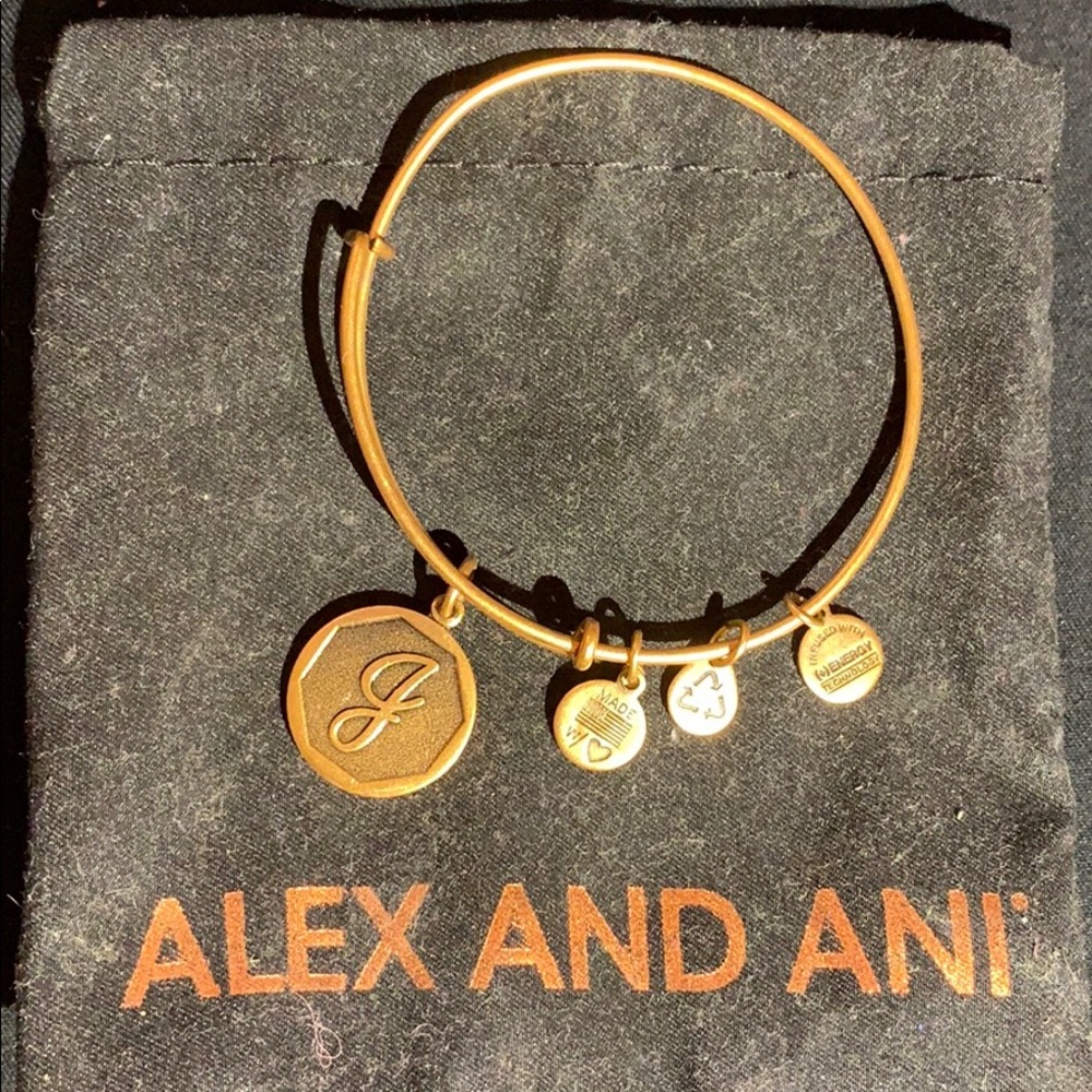 Alex and Ani “J” initial gold bracelet